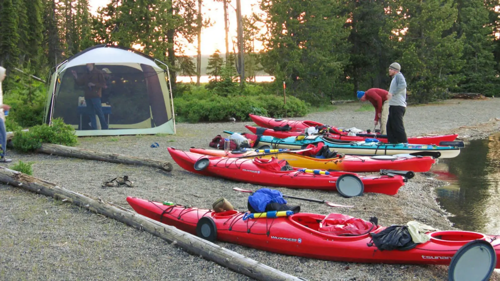 Scenic view of Lewis Lake and surrounding Yellowstone wilderness