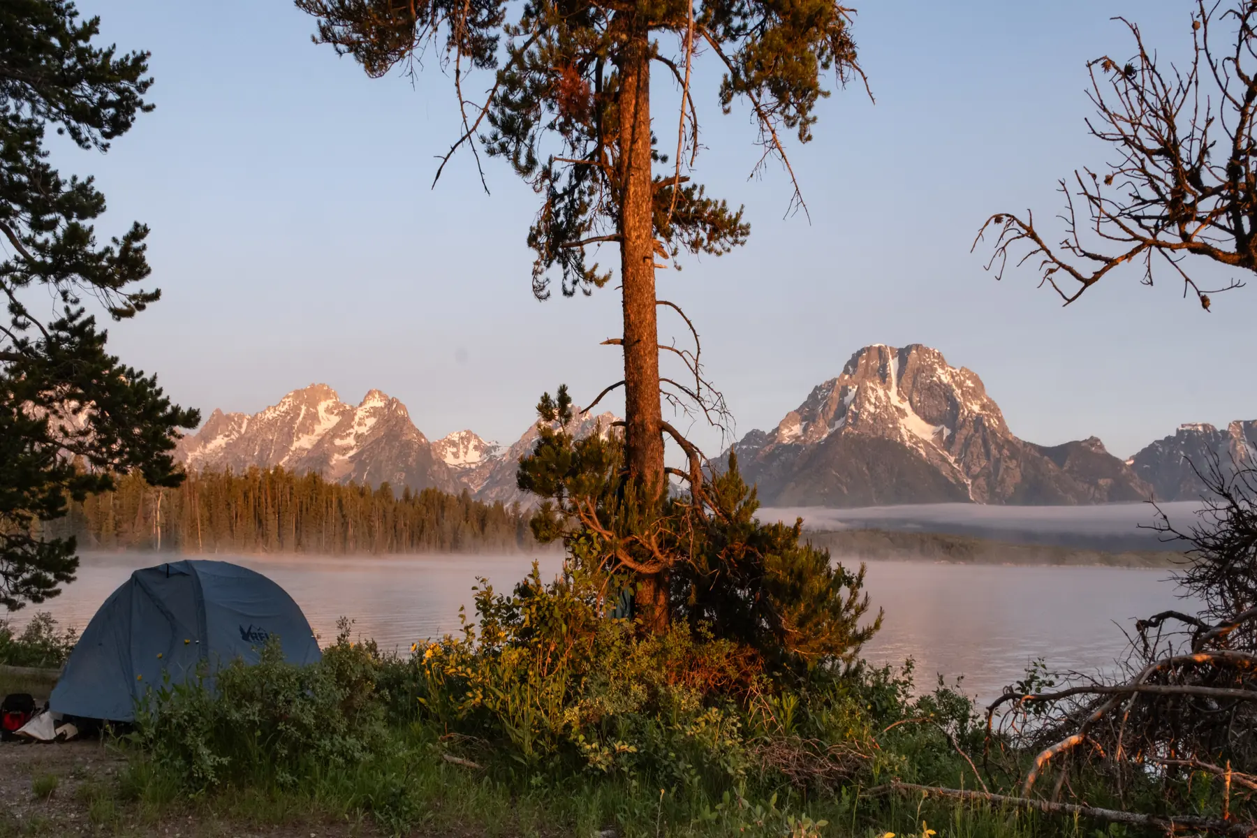 Sunrise at Spaulding Camp in Jackson Hole
